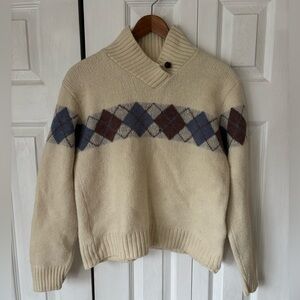 Eddie Bauer Vintage 100% Wool Argyle Sweater Size Large
